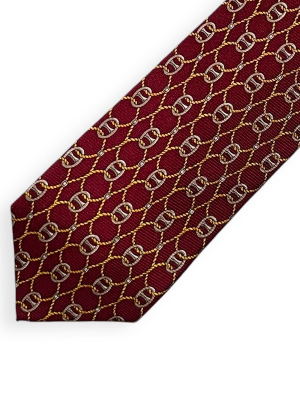 Vintage NINA RICCI Silk Tie with Rare Keeper Loop Chain